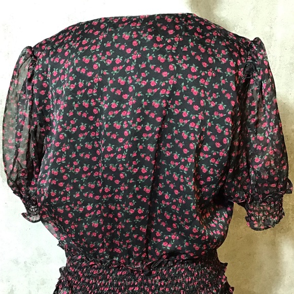 Revolve The East Order Behati Womens Liberty Floral Dress Size L Sheer Smocked - Picture 13 of 16